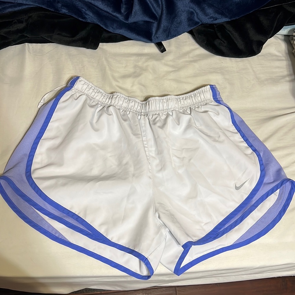 White & purple Nike shorts